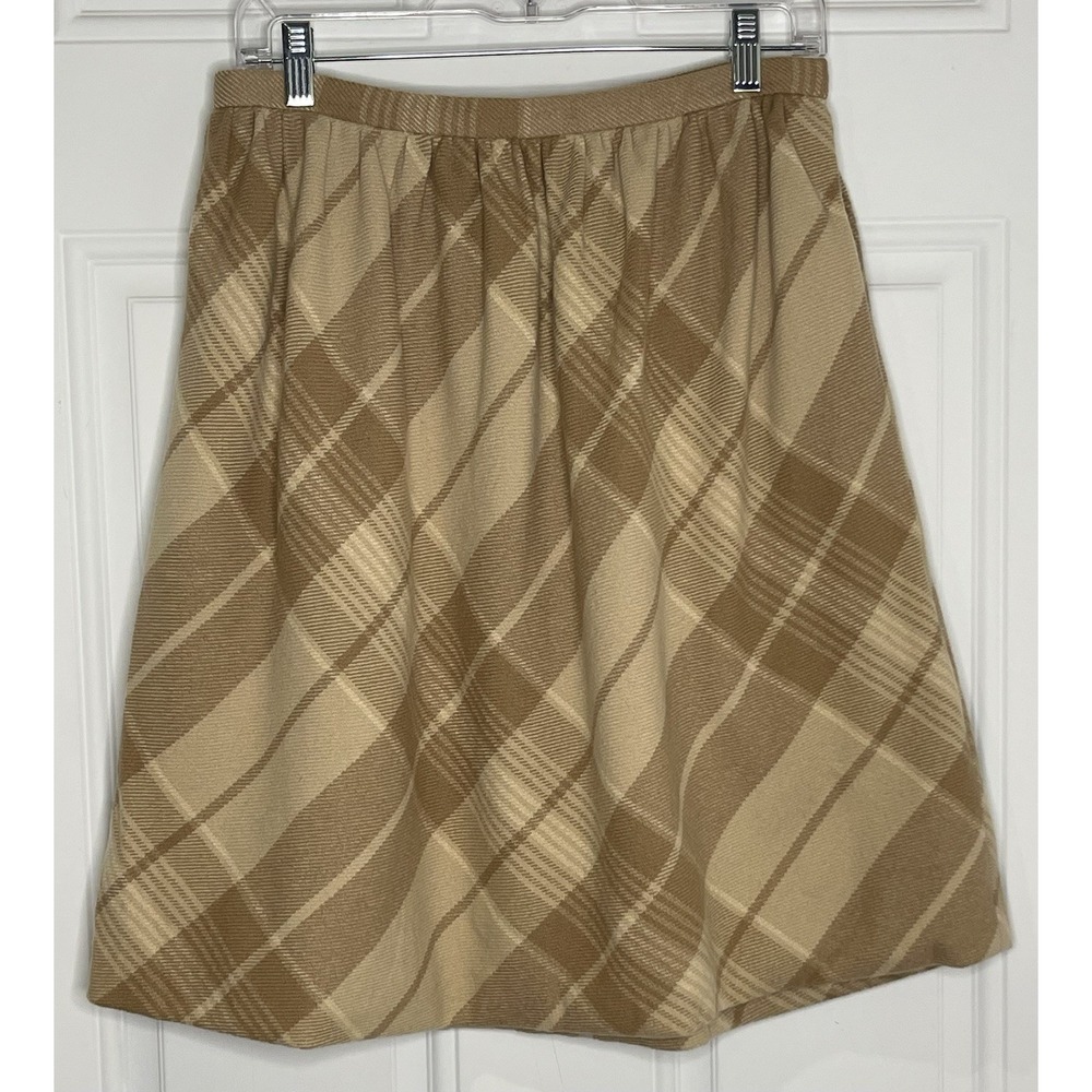 Ralph Lauren Collection Purple Label Women's 6 Wool Cashmere Skirt Tan Plaid